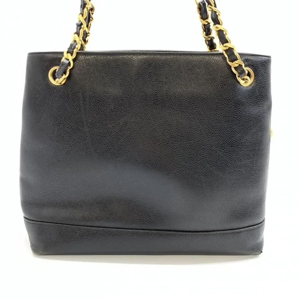 Chanel Caviar Skin Chain Tote Shoulder Bag Shawl Black - Picture 4 of 9